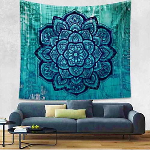 Blue Flower Mandala Tapestry