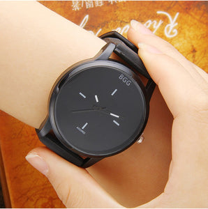 Large Dial Wrist Watch Black Silicone Strap