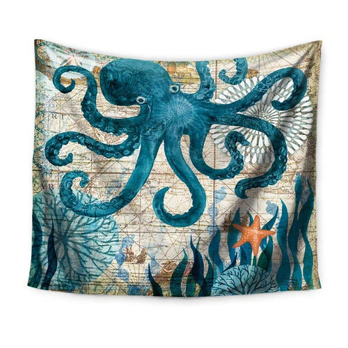 Octopus Map Tapestry