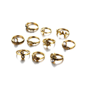 10 Piece Flower Child Rings