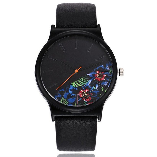 Blue Floral Split Face Watch